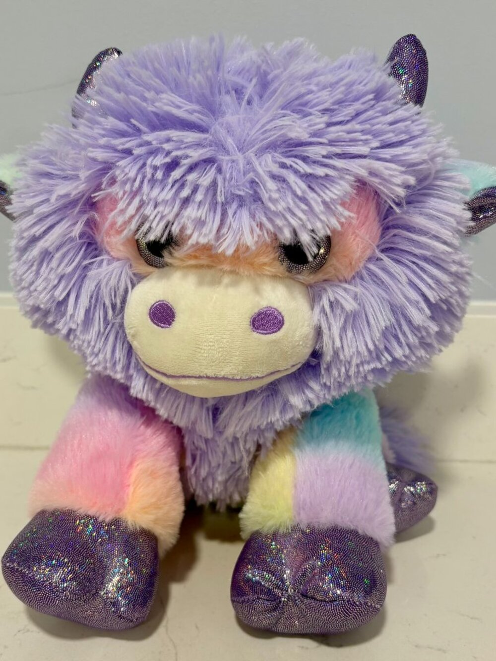 Fiesta Rainbow Sherbet Cotton Candy Bison 10" Plush Rare Stuffed Buffalo